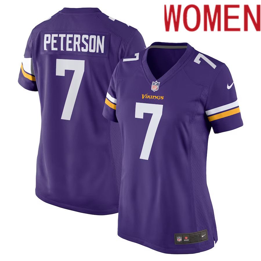 Women Minnesota Vikings 7 Patrick Peterson Nike Purple Player Game NFL Jersey